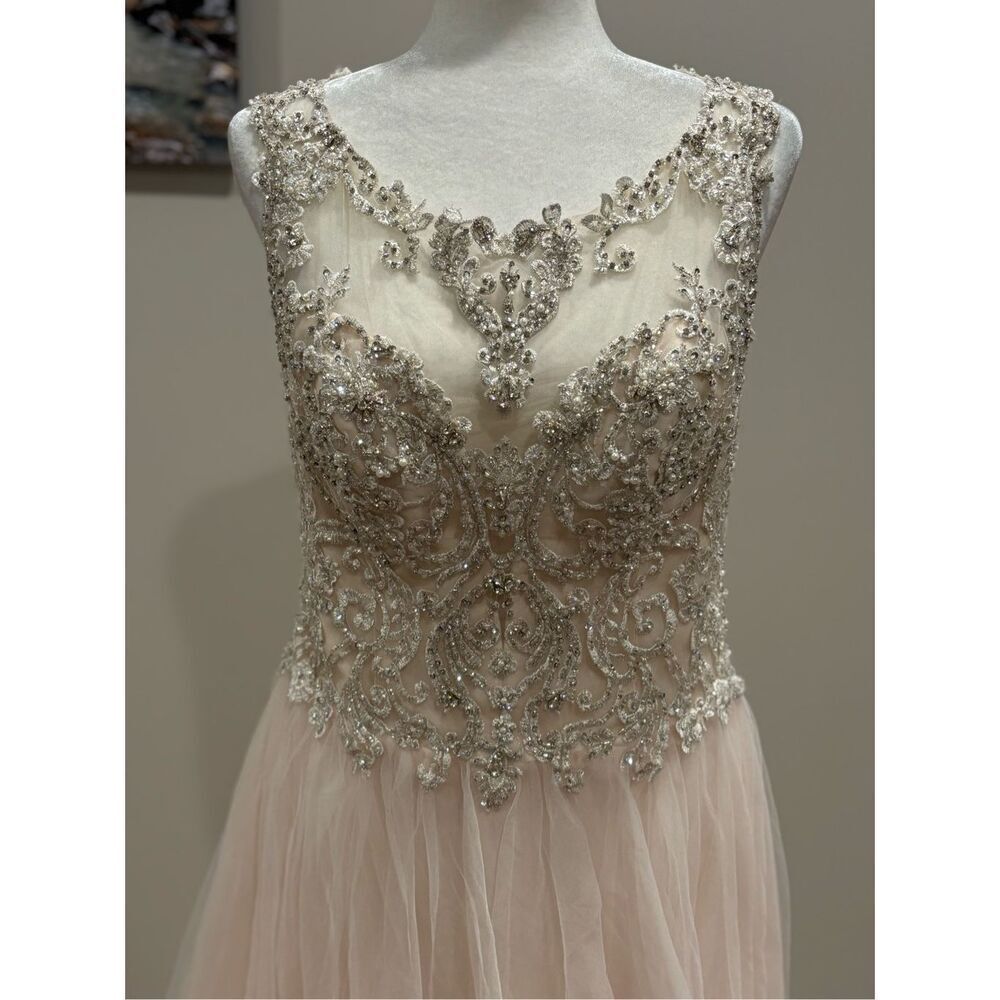 Rebecca Ingram Women's Amanda Lace Tulle Wedding Dress Ivory Blush Pink Size 14 - Picture 3 of 11